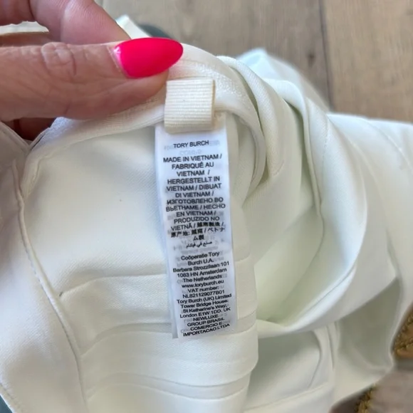 Tory Burch Snow White & Navy Tech Twill Pleated Tennis Skirt Woven Trim, Small - Picture 8 of 8